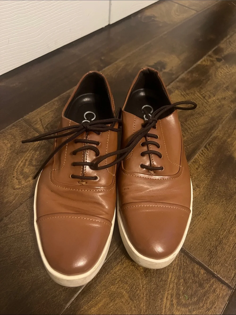 Gently Worn Mens Calvin Klein Brown Leather Casual Oxfords Size 7